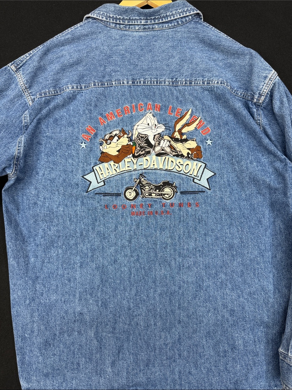 Harley-Davidson Vintage TAZ Men’s Blue Denim Looney Tunes Shirt